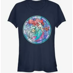 New 👍 Disney The Little Mermaid Ariel Stained Glass 👧 Girls T-Shirt 🔥