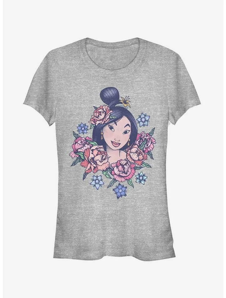 Best Sale 🔔 Disney Mulan Floral Portrait 👧 Girls T-Shirt ✨