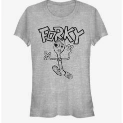 New 🔥 Disney Pixar Toy Story 4 Doodle Fork 👧 Girls Heathered T-Shirt 😉