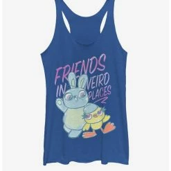 Flash Sale ✨ Disney Pixar Toy Story 4 Friends Sketch 👧 Girls Heathered Royal Blue Tank Top 😍