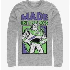 Best Pirce 🛒 Disney Pixar Toy Story 4 Nineties Buzz Heathered Long-Sleeve T-Shirt 😉