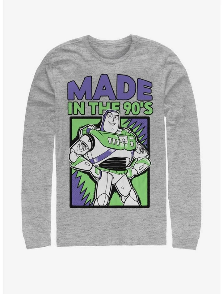 Best Pirce 🛒 Disney Pixar Toy Story 4 Nineties Buzz Heathered Long-Sleeve T-Shirt 😉