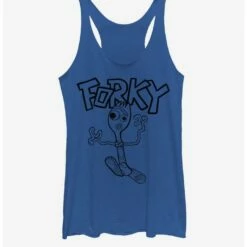 Brand new ✨ Disney Pixar Toy Story 4 Doodle Fork 👧 Girls Royal Blue Heathered Tank Top 🔔