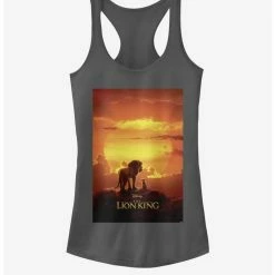 Outlet ⭐ Disney The Lion King 2019 Pride Rock Poster 👧 Girls Charcoal Grey Tank Top 👏