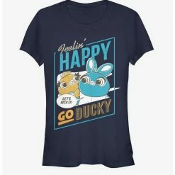 Discount 🧨 Disney Pixar Toy Story 4 Happy Go Ducky 👧 Girls Navy Blue T-Shirt 🔥