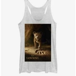 Best deal 💯 Disney The Lion King 2019 Simba Poster 👧 Girls White Heathered Tank Top ✔️