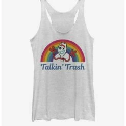 Deals 🧨 Disney Pixar Toy Story 4 Talkin' Trash 👧 Girls White Heathered Tank Top 🌟