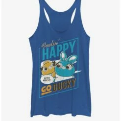 Buy 🤩 Disney Pixar Toy Story 4 Happy Go Ducky 👧 Girls Royal Blue Heathered Tank Top ❤️