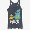 Best Pirce 🌟 Disney Pixar Toy Story 4 Stuck With Us 👧 Girls Navy Blue Heathered Tank Top 🧨