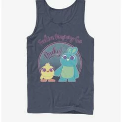 Deals 😀 Disney Pixar Toy Story 4 Ducky Bunny Pastel Navy Blue Tank Top ✔️
