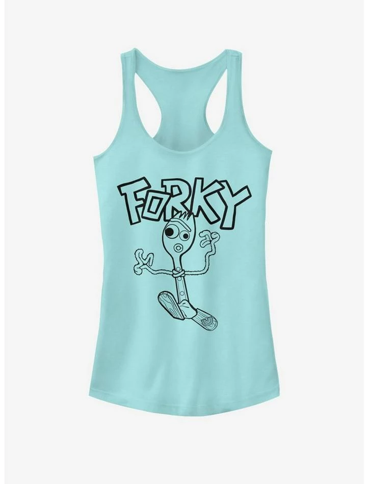 Deals ๐ Disney Pixar Toy Story 4 Doodle Fork ๐ง Girls Cancun Blue Tank Top ๐