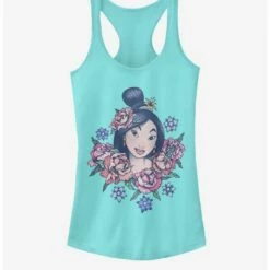 New 🥰 Disney Mulan Floral Mulan 👧 Girls Tank 💯