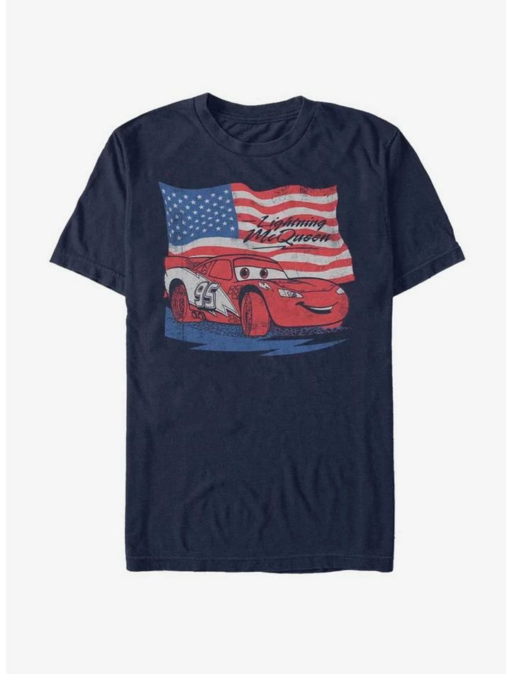 Best deal ๐ Disney Pixar Cars Lightning Flag T-Shirt โ๏ธ