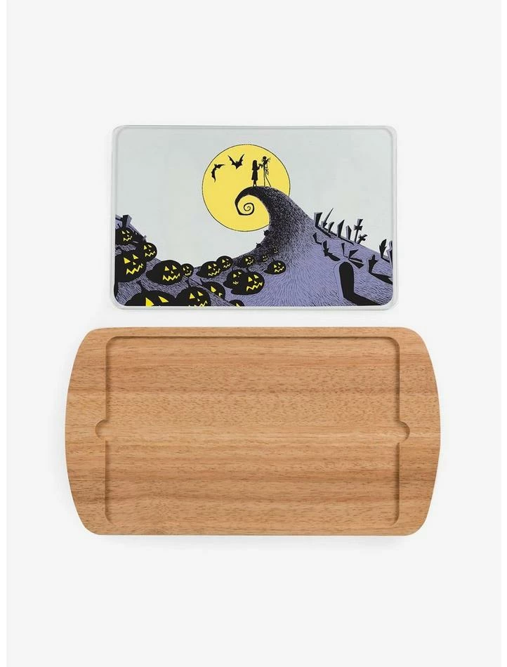 Cheap ❤️ The Nightmare Before 🎁 Christmas Jack and Sally Glass Top Serving Board ✨ - Image 2