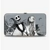 Coupon 🎁 The Nightmare Before 🎄 Christmas Jack & Sally Greyscale Hinged Wallet 👏