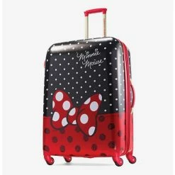Hot Sale 👏 Disney Minnie Mouse Red Bow 28 Inch Spinner Hardside Luggage 🛒