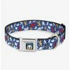 Best Sale 🧨 Disney Donald Duck Face Poses Scattered Blue White Red Yellow Seatbelt Buckle 🐶 Dog Collar 🔥