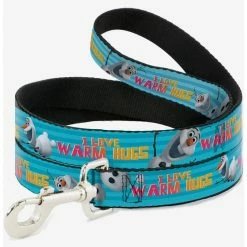 Wholesale 👏 Disney Frozen Olaf Pose I Love Warm Hugs Stripe Blues 🦮 Dog Leash 6 Ft 💯