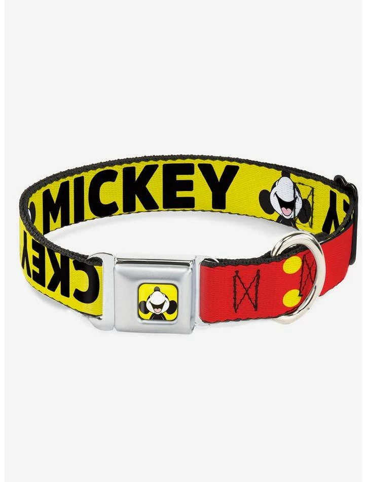 Discount โ Disney Mickey Smiling Up Pose Flip Buttons Yellow Black Red Seatbelt Buckle ๐ Dog Collar ๐ฅฐ