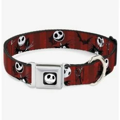 Best reviews of 🧨 Nightmare Before 🔔 Christmas Jack Poses Bats Red Stripe Seatbelt Buckle 🦮 Dog Collar 🥰