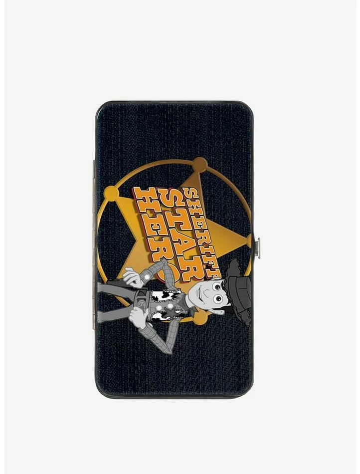 Brand new 🎉 Disney Pixar Toy Story Woody Sheriff Star Hero Badge Denim Hinged Wallet 💯