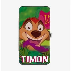 Promo ๐ Disney The Lion King Timon Hula Dance Face Green Leaves Hinged Wallet โจ