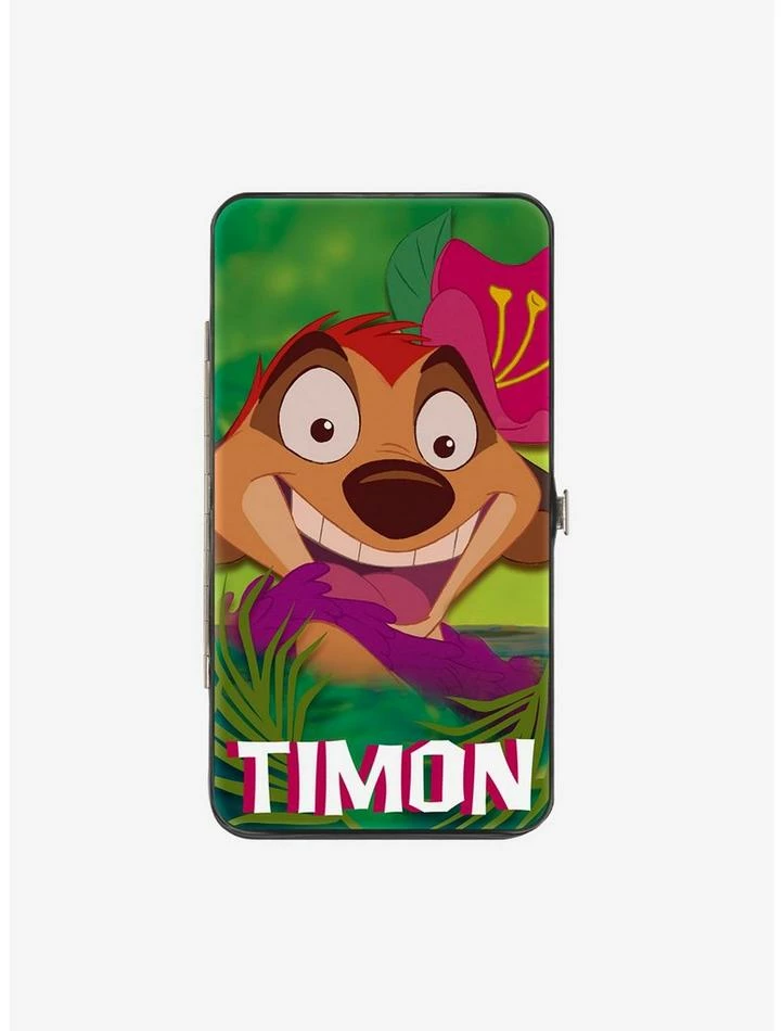 Promo 👏 Disney The Lion King Timon Hula Dance Face Green Leaves Hinged Wallet ✨