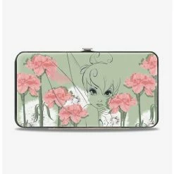 New ๐ Disney Tinker Bell Tink Sketch Carnations Dandelions Hinged Wallet ๐