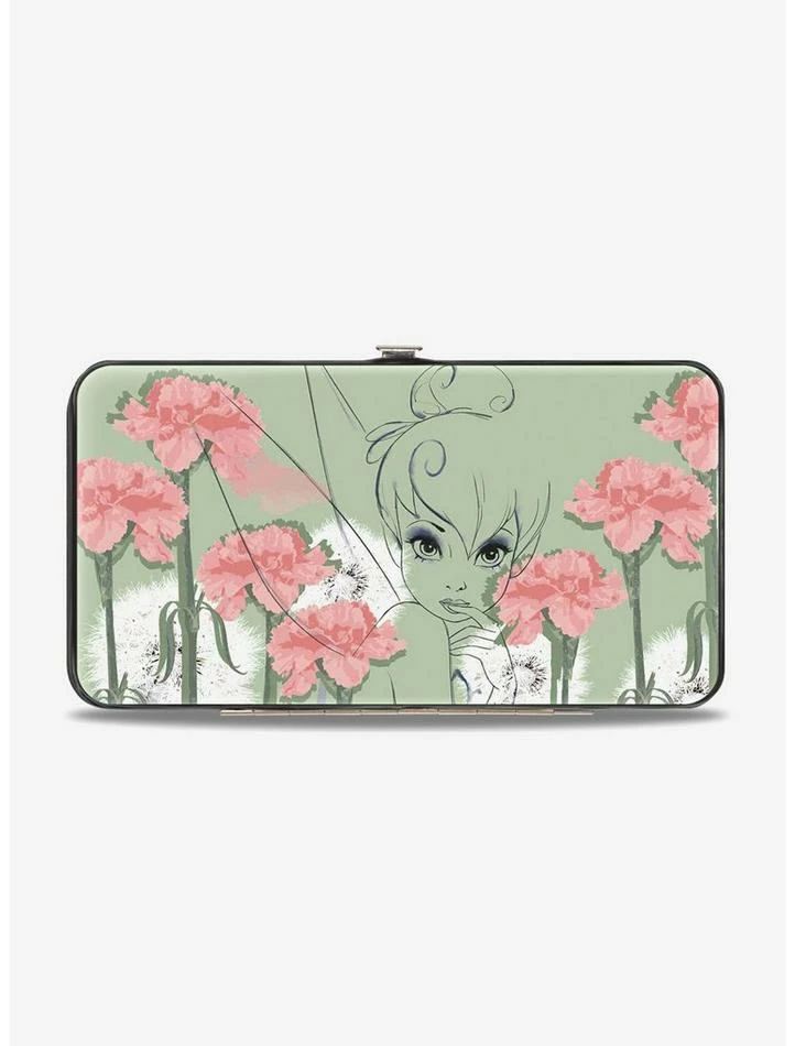 New 😉 Disney Tinker Bell Tink Sketch Carnations Dandelions Hinged Wallet 👏