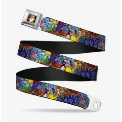 Flash Sale 😍 Disney Beauty And The Beast Stained Glass Scenes Seatbelt Belt 😉
