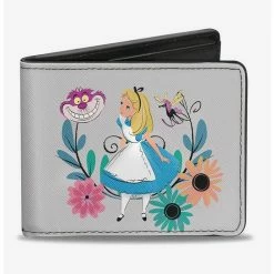 Wholesale 🛒 Disney Alice In Wonderland Alice and Chelshire Cat Flowers Bi-Fold Wallet ✔️