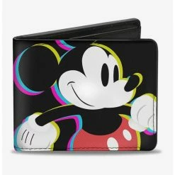 Discount 😉 Disney Mickey Mouse Walking Pose Pixel Text Bi-Fold Wallet 😍