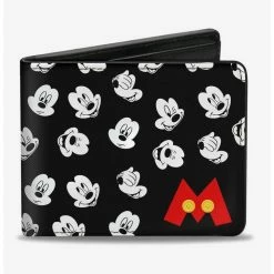 Best Pirce 🎁 Disney Mickey Mouse Expressions Button Logo Bi-Fold Wallet 🤩