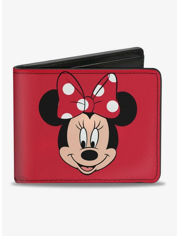Budget ⌛ Disney Minnie Mouse Face Script Polka Dots Bi-Fold Wallet 🥰