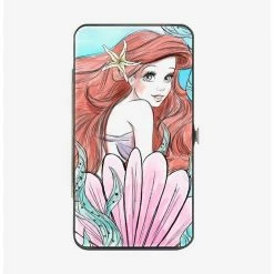 Deals ✔️ Disney The Little Mermaid Ariel Over Shoulder Sketch Pose Tail Shells Hinged Wallet ✔️