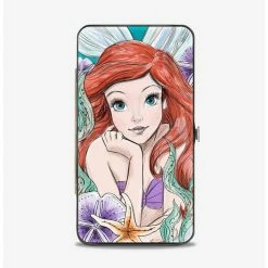 New ๐ Disney The Little Mermaid Ariel Sketch Pose King Tritons Castle Shells Hinged Wallet ๐งจ