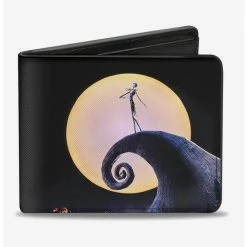 Discount ๐งจ The Nightmare Before ๐ Christmas Jack Full Moon Pose Pumpkin Patch Bi-Fold Wallet ๐