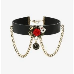 Cheap π― Alice In Wonderland Rose Close Chain Faux Leather Choker π