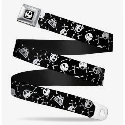 Flash Sale 🌟 Buckle-Down The Nightmare Before 🔔 Christmas Jack Expressions And Bones Seatbelt Belt ✔️