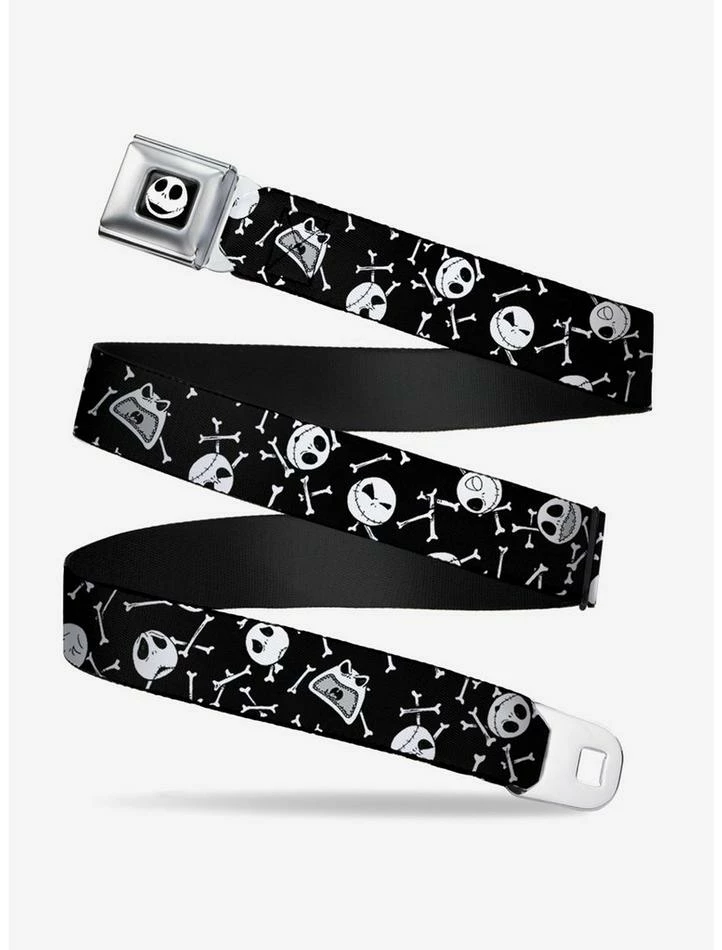 Flash Sale 🌟 Buckle-Down The Nightmare Before 🔔 Christmas Jack Expressions And Bones Seatbelt Belt ✔️