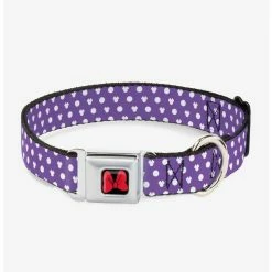 New 🔔 Disney Minnie Mouse Bow Ears Monogram Dots 🐶 Dog Collar Seatbelt Buckle ⭐