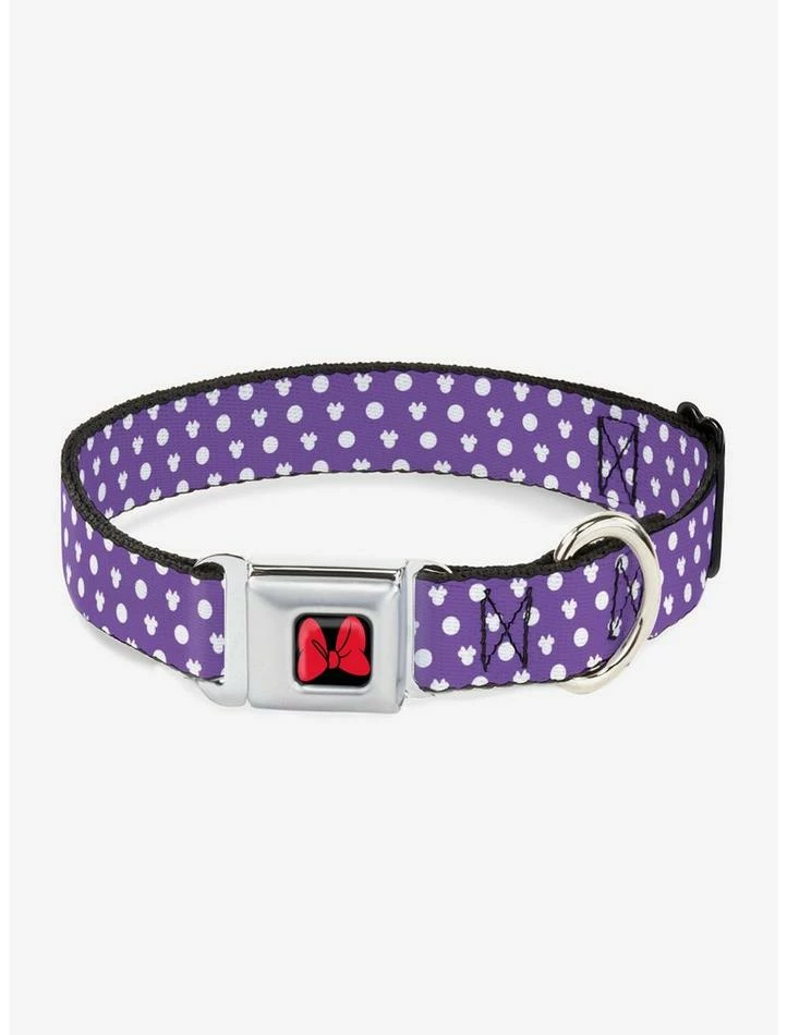 New 🔔 Disney Minnie Mouse Bow Ears Monogram Dots 🐶 Dog Collar Seatbelt Buckle ⭐