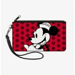 Budget ⭐ Disney Vintage Minnie Mouse Smiling Pose Close Up Dots Wallet Canvas Zip Clutch 🤩