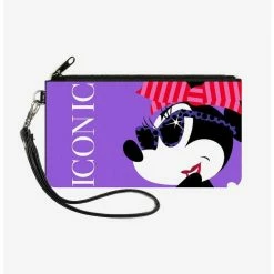 Outlet 😀 Disney Iconic Hollywood Minnie Mouse Over Shoulder Pose Wallet Canvas Zip Clutch 🤩