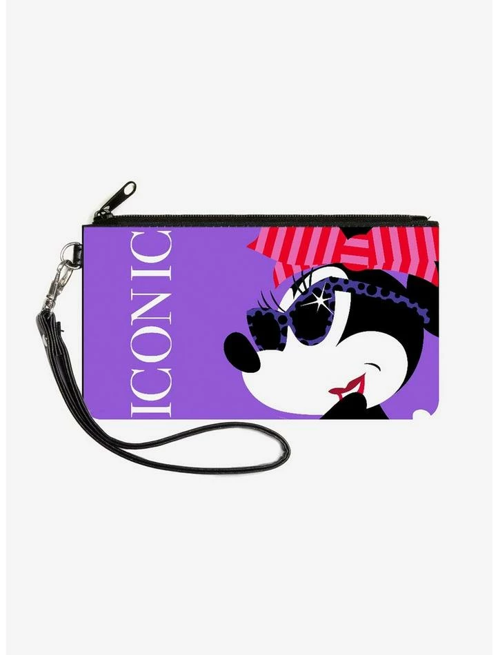 Outlet 😀 Disney Iconic Hollywood Minnie Mouse Over Shoulder Pose Wallet Canvas Zip Clutch 🤩