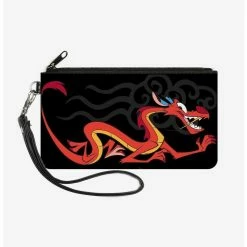 Hot Sale ⭐ Disney Mulan Mushu Dragon Pose Fire Icon Wallet Canvas Zip Clutch 😉