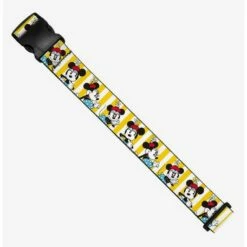 Best Sale 🔔 Disney Minnie Mouse Hat Poses Stripe Yellow White Luggage Strap 🛒