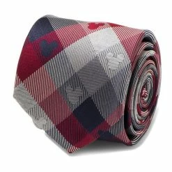 Cheapest 🎉 Disney Mickey Mouse Red and Blue Plaid Tie ✔️