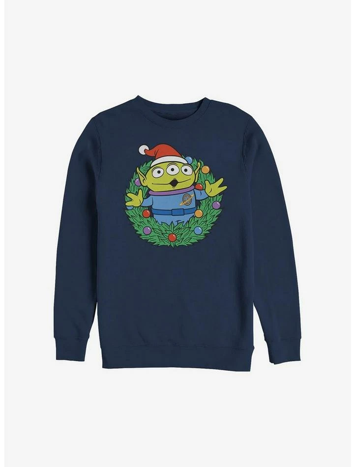 Discount ๐ Disney Pixar Toy Story Alien Wreath Holiday Sweatshirt ๐