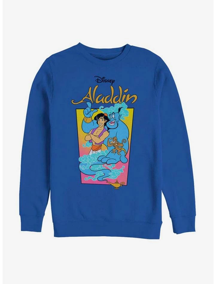 Discount 😀 Disney Aladdin Neon Vapor Sweatshirt 🔔